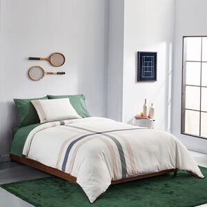 Lacoste Home Southfield 2 Piece Crossing Comforter Set, Twin - White
